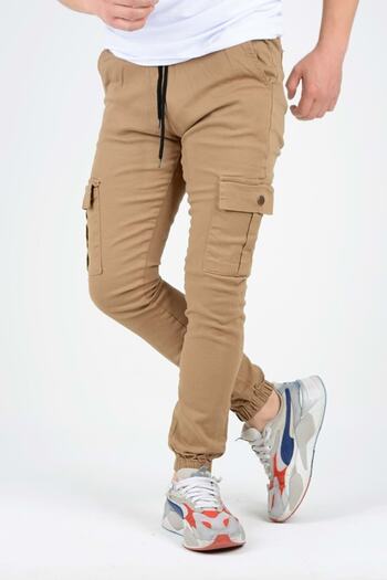 marco vacio Slim Fit Cargo Pocket Trousers with Elastic Waist and Legs
