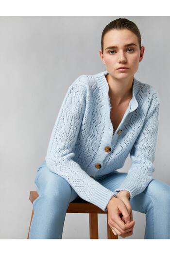Koton Cardigan de damă albastru cu nasturi
