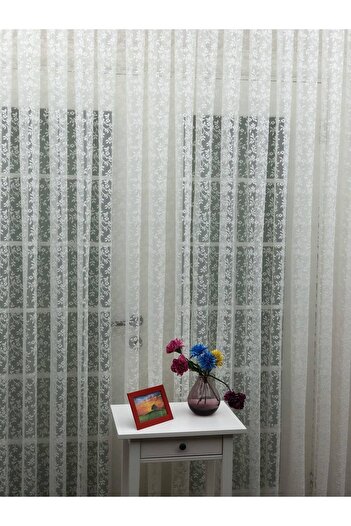 Esse Home Özel Örme Dokulu Dantel Tül Perde, 250x260, Seyrek Pile, 1/2