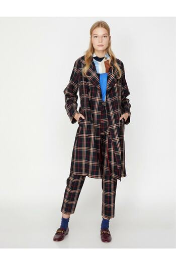 Koton Women's Navy Blue Trench Coat 9KAK05504UW