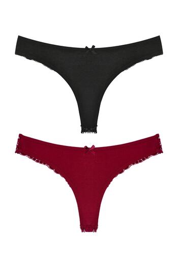 Zena Cotton Lace String Women's Panties - Set of 2
