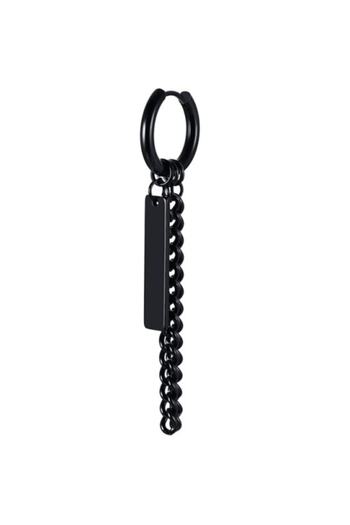 The Collection Men's Women's Steel Pendant Black Stick Earrings
