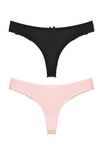 Zena Cotton Lace String Women's Panties - Set of 2