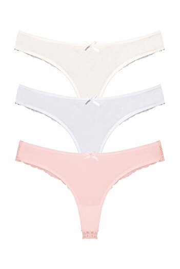 Zena Cotton Lace String Women's Panties - Set of 3
