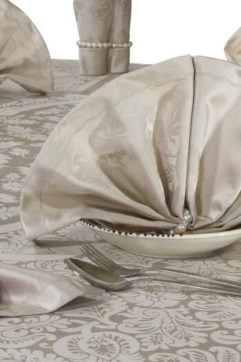 BİRHOME Vip Cotton Tablecloth Set for 12 Persons Coffee