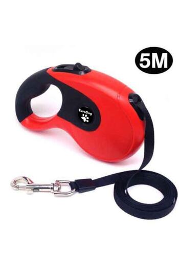 Eurodog Soft Texture Red Black Automatic Leash - 5m