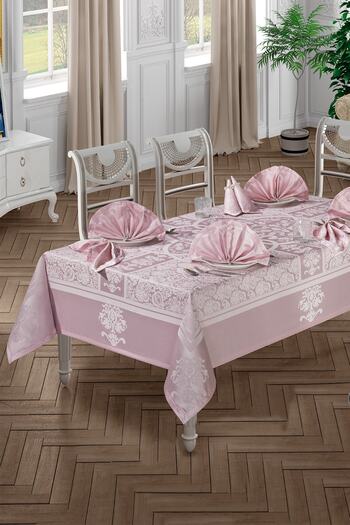 BİRHOME Vip Cotton Tablecloth Set for 12 People (powder)
