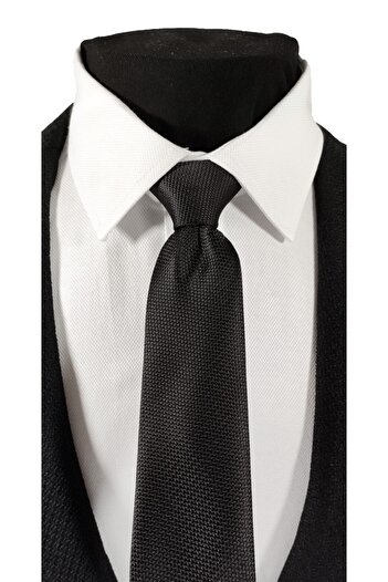 BLC Basic Line Co. Black Color Dobby Tie Handkerchief Set