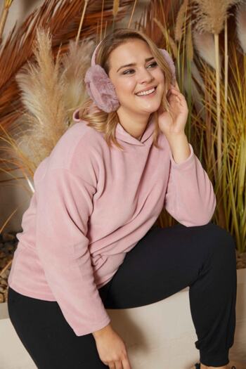 Seamoda Polar Fabric Hooded Sweat Powder