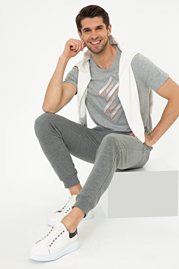 Pierre Cardin Ανδρικό T-Shirt - Ανοιχτό Γκρι Μελανζέ, G021SZ011.000.1288062