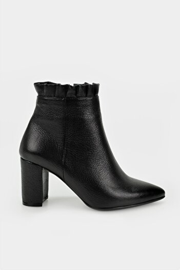 TUNAELLİ Kadın Siyah Hakiki Deri 35-41 Numara Bot & Bootie
