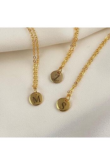 Single Chain Minimal Plaka Harf Kolye Altın Kaplama