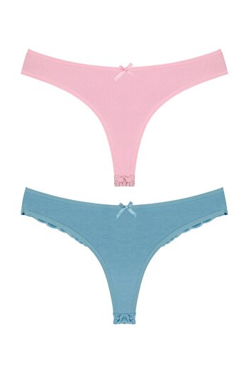 Zena Cotton Lace String Women's Panties - Set of 2