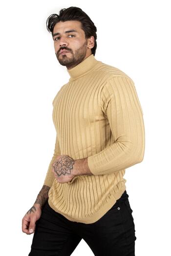 DeepSEA Ανδρικό πλεκτό πουλόβερ Camel Half Fisherman 2100017