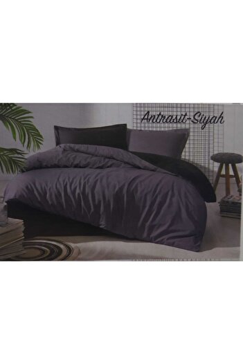 Özdilek Duvet Cover Set Anthracite Black Color Mix Plain