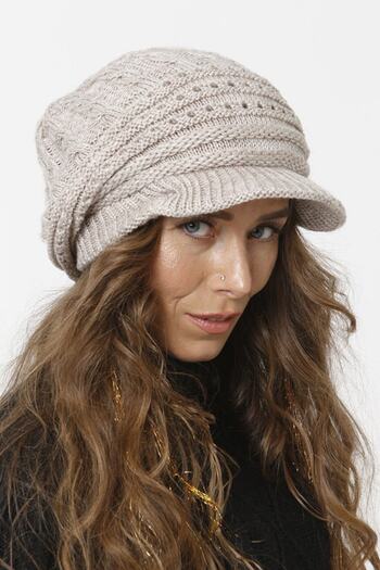 Vemod Brim Lined Knitwear Knitted Beret - Stone