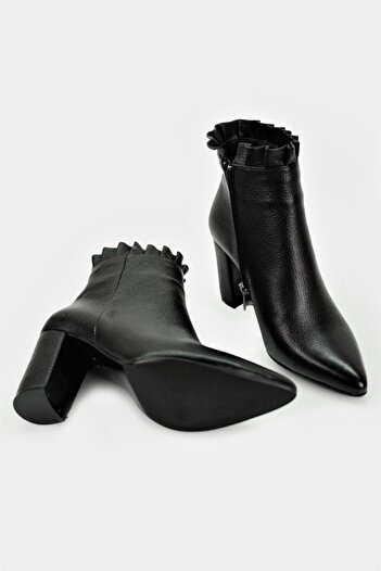 TUNAELLİ Kadın Siyah Hakiki Deri 35-41 Numara Bot & Bootie