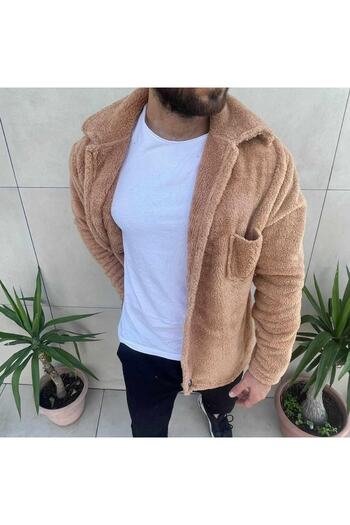 MANCY Men's Brown Plush Jacket