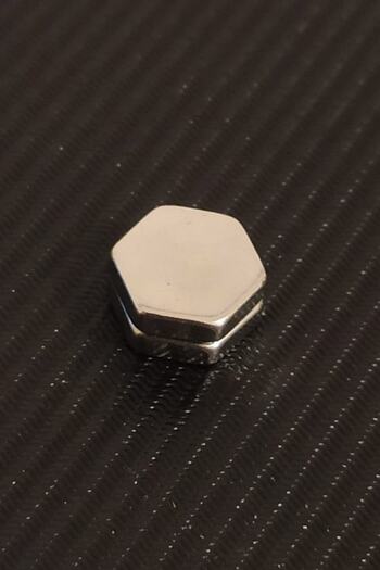 The Collection Silver Hexagonal Magnet Men's Earrings 1 Piece 8 Mm Magnet Steel Magnetic
