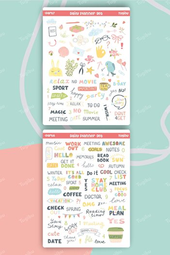 TUGİBU Sticker Weekly Planner Planner Label Set, Agenda, Notebook, 500 Pieces
