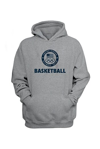 usateamfans Ανδρικό γκρι φούτερ μπάσκετ ΗΠΑ New Olympic Hoodie