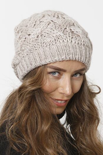 Vemod 4 Basket Knitted Lined Knitwear Beret - Stone