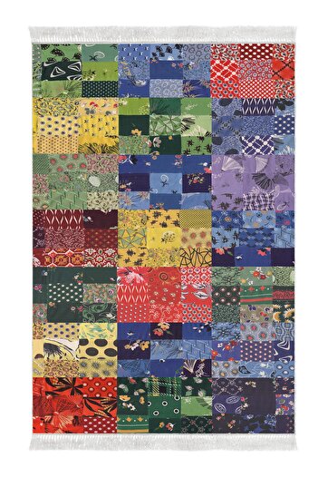 Alanur Home Eco Trend Djt Washable Non-Slip Base 3-Piece Bedroom Set Mu148 Patchwork Colorful