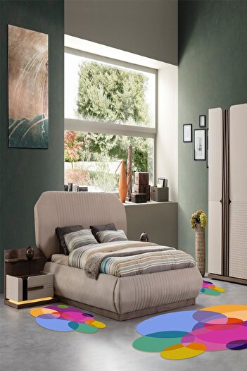 Alanur Home Eco Star Djt Washable Non-Slip Base 3-Piece Bedroom Set S6509 Figured Colorful