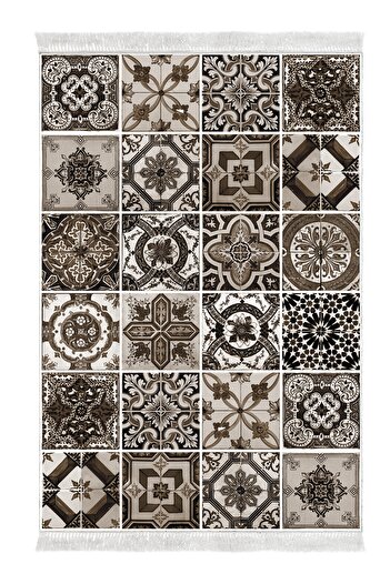 Alanur Home Eko Trend Djt Мийний нековзний підлогу 3-х спальний гарнітур Mu144 Patchwork Кава