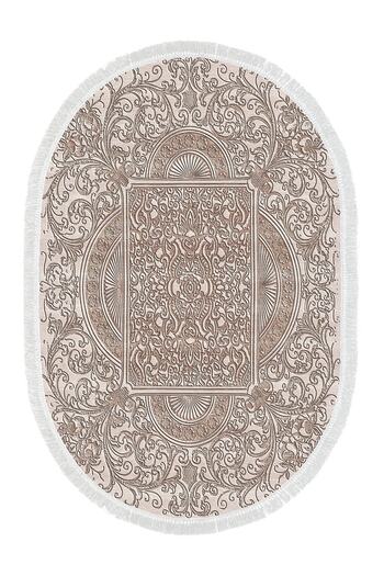 Alanur Home Eko Trend Djt 2 Piece Washable Base Oval Bathroom Mat 1488 Modern Brown (60 X 100 - 50 X 60)