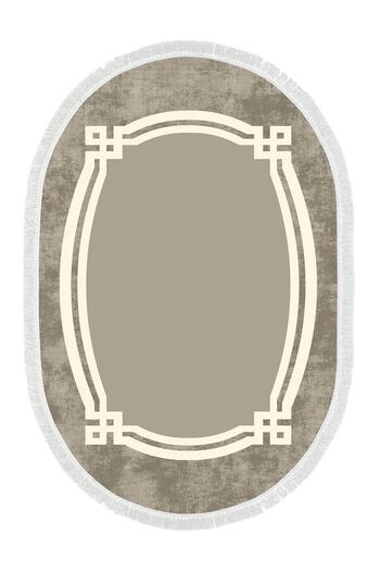 Alanur Home Eko Trend Djt 2 Piece Washable Base Oval Bathroom Mat 657m Modern Camel (60 X 100 - 50 X 60)