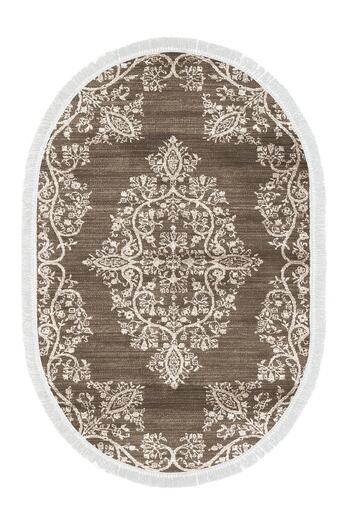 Alanur Home Eco Trend Djt 2 Piece Washable Non-Slip Base Oval Bathroom Mat 762 Ottoman Mink (50 X 80 - 40 X 50)