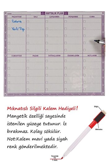 Kaizen Market Magnetic Adhesive Weekly Planner Mini Smart Paper Board Pack of 3