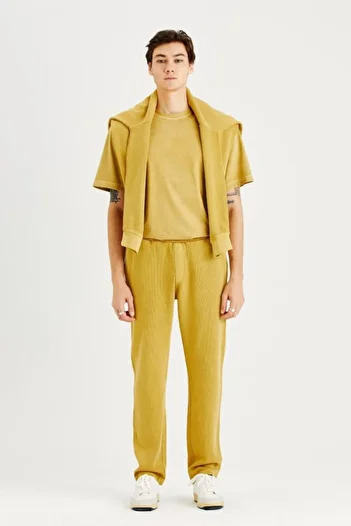 IAMNOTBASIC Men's Mustard Soft Buttoned Pole Sweatpants