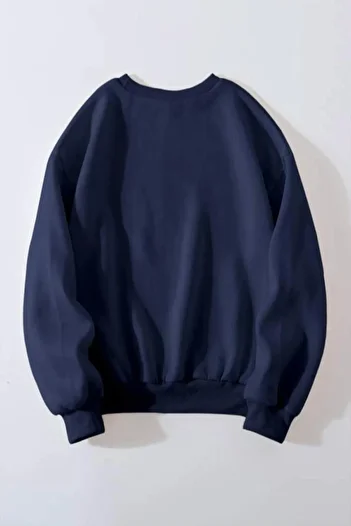 AFROGİYİM Γυναικείο φούτερ με στάμπα Navy Blue Oversize County
