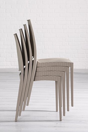 SANDALİE Rattan Large Cappucino Masa Takımı Bahçe&balkon 1 Masa + 6 Sandalye