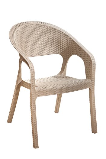 SANDALİE Garden Large 90x150cm Rattan Cappucino Masa Takımı Bahçe&balkon - 1 Masa 6 Sandalye