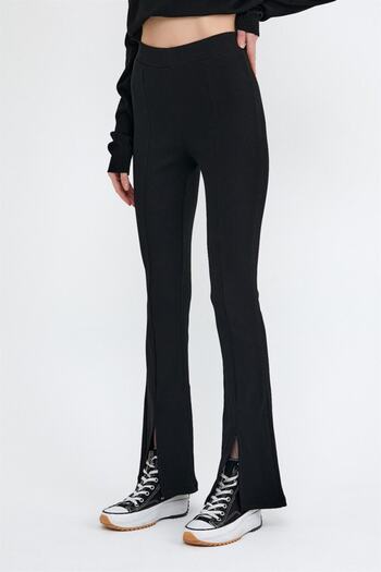 ESPİNA Women's Camisole Slit Leggings Trousers Black