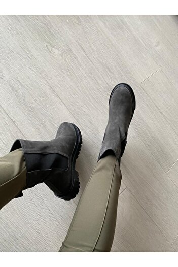 MİLARNU Kadın Antrasit Gri Lastik Detay Bot