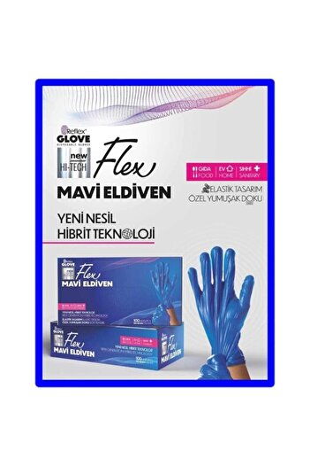 Reflex Powder-Free Disposable Blue Flex Gloves Size L - Xl 20 Boxes (1 Box)