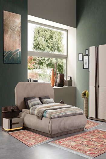 Alanur Home Eko Trend Djt Мийний нековзний підлогу 3-х спальний гарнітур M12295 Persian бордо