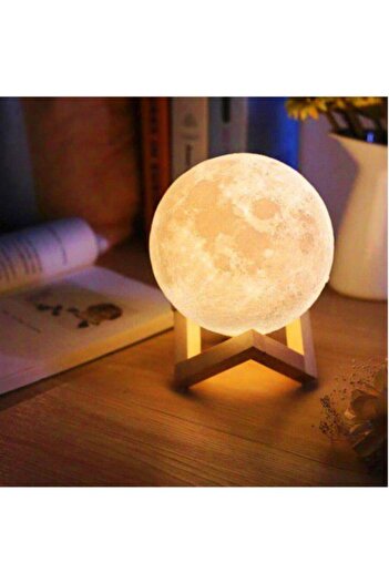 Techno phone Dekoratif 3D Ay Görünümlü Gece Lambası Moonlight ve Stand 15 cm