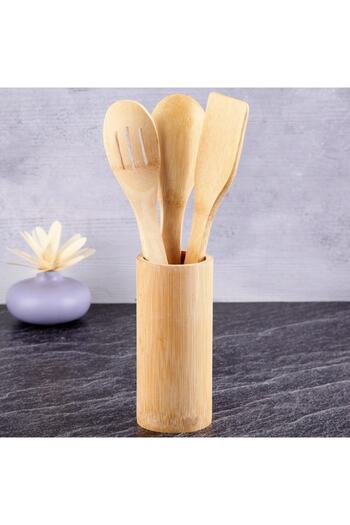 Tohana Thn-74119 Bamboo Stand Spoon Set 4 Pieces