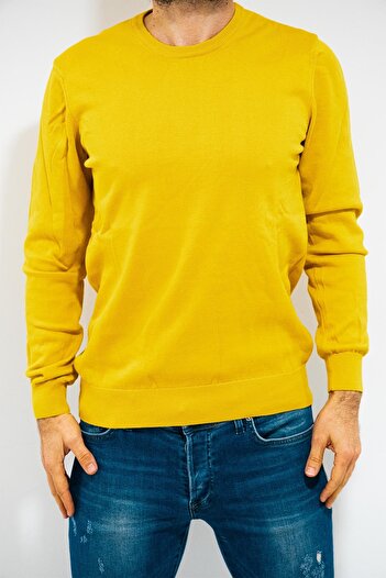 Twin Regular Fit Mustard Cotton Sweater