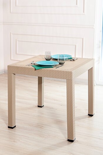 SANDALİE Garden Rattan Cappucino Masa Takımı Bahçe&balkon - 1 Masa 4 Sandalye