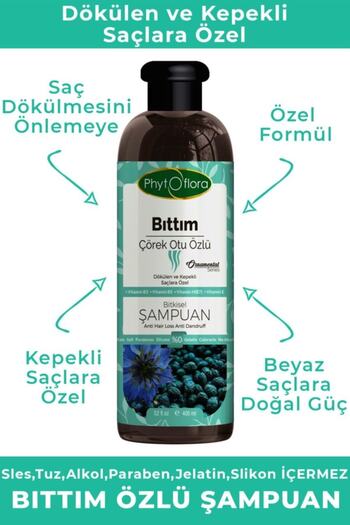 Phytoflora Bıttım Extract Herbal Shampoo Special for Hair Loss and Dandruff 400 ml