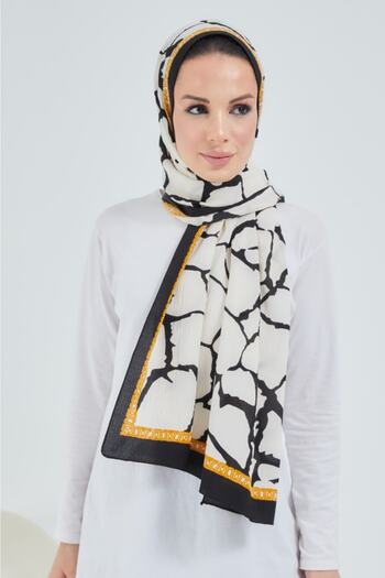 çiğdem eşarp Ları Printed Patterned Mio Jazz Shawl Glass Broken Pattern