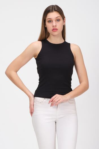 PUNKY CAT Women's Black Sleeveless Blouse