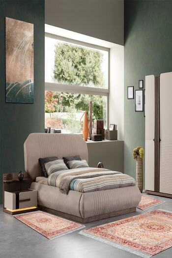 Alanur Home Eco Trend Djt Washable Non-Slip Base 3-Piece Bedroom Set P1356 Vintage Red