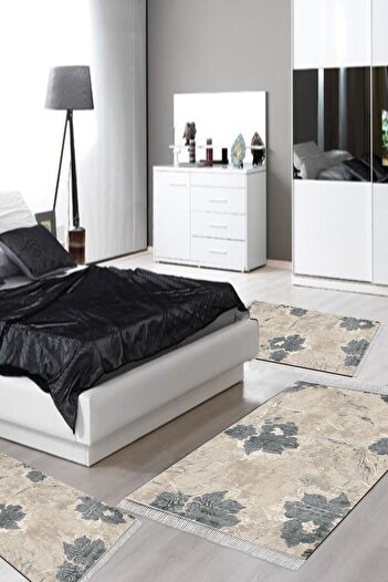 Alanur Home Eko Trend Djt Πλενόμενη Αντιολισθητική Βάση 3 τεμαχίων Υπνοδωμάτιο 660m Ακουαρέλα Μπεζ